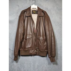 Vintage Reed Sportswear Men's Bomber Flight Leather Jacket Brown Size L